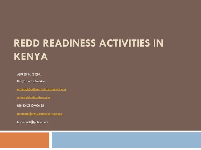 Redd readiness activities in kenya iisd