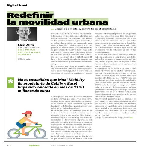Redefinir la movilidad urbana | Digital Scout @Digital Biz Magazine