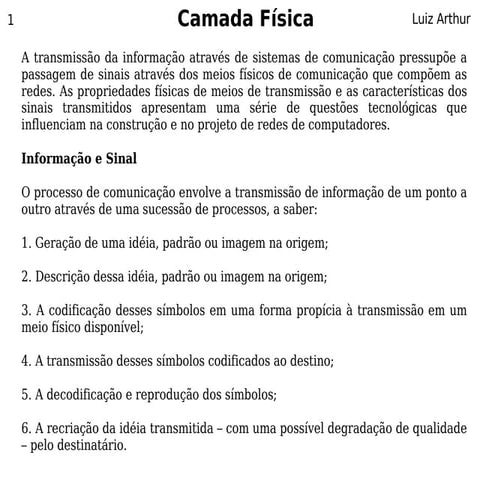 Redes - Camada Fisica