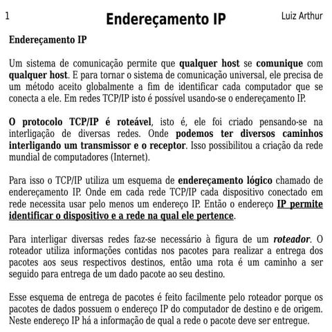 Redes - Enderecamento IP