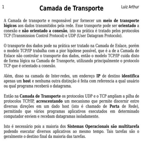 Redes - Camada de Transporte