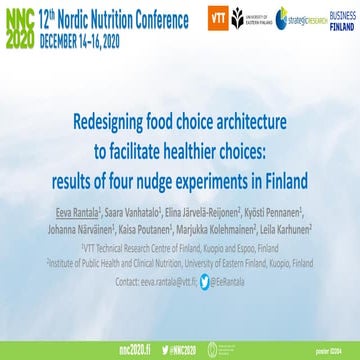 Rantala: Redesigning food choice architecture to facilitate healthier choices