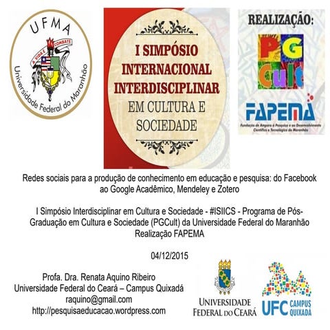 Redes sociais cientificas #isiics ufma nov15