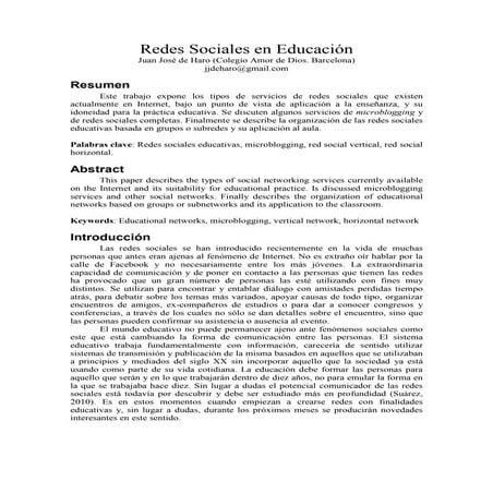 Redes sociales en educación