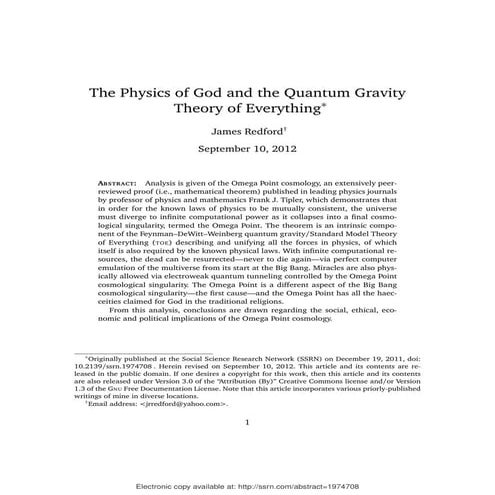 The Physics of God and the Quantum Gravity Theory of Everything