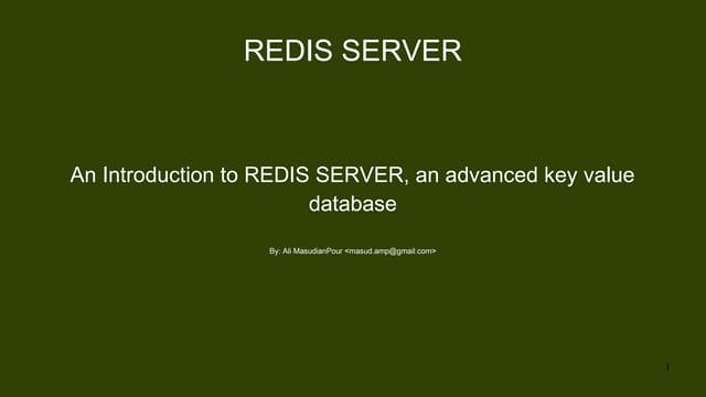 An Introduction to REDIS NoSQL database