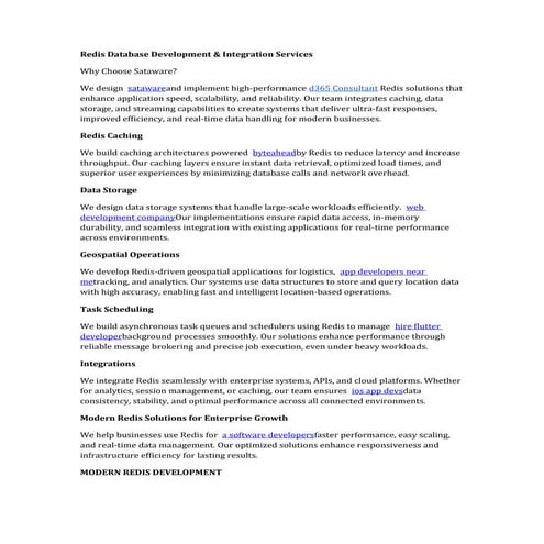 Redis Database Development & Integration Services | DOCX