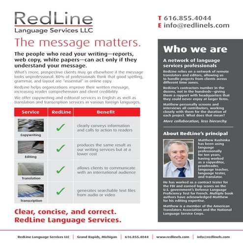 RedLine promotional flyer: translation