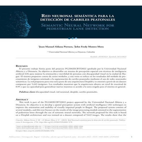 Red Neuronal Semántica para la Detección de Carriles Peatonales