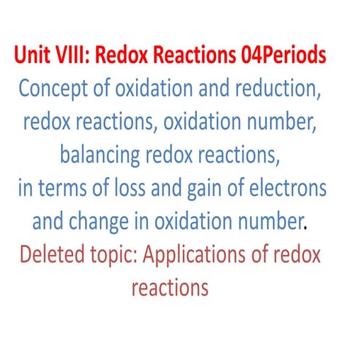 Redox reactions -class 11 chemistry cbse