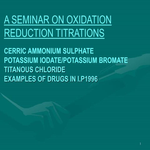 Redox titration for mpharm ist year 