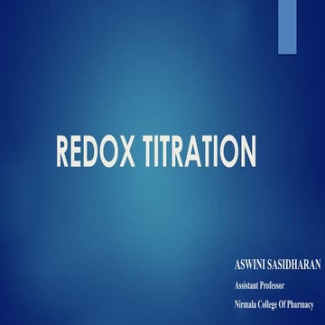 REDOX TITRATION, pharmaceutical analysis