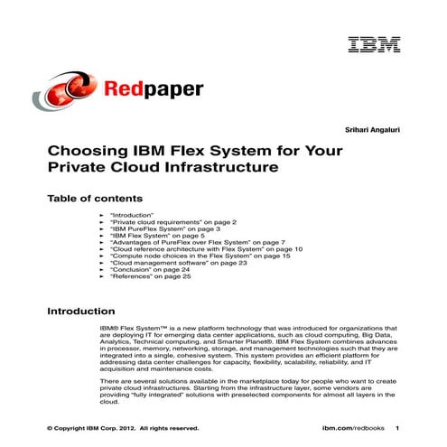 Choosing IBM Flex System for Your Private Cloud Infrastructure