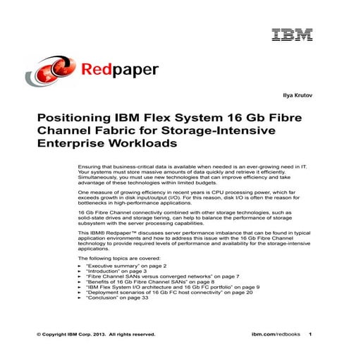 Positioning IBM Flex System 16 Gb Fibre Channel Fabric for Storage-Intensive ...