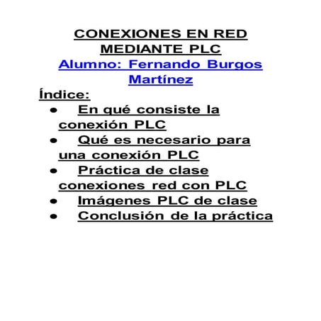 Practica: Conexión de red plc | DOCX