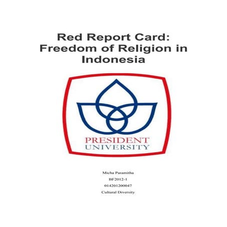 Red Report Card Freedom of Religion in Indonesia