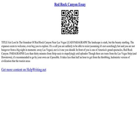 Red Rock Canyon Essay