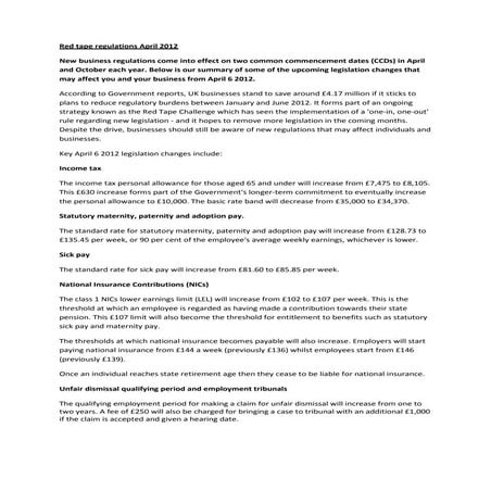 Active Business Series - Red Tape Regulation April 2012