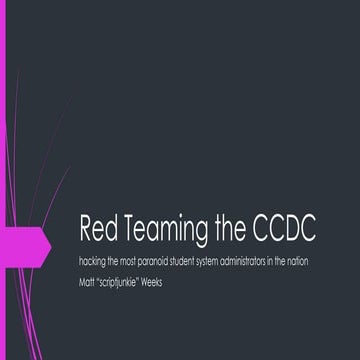 Red teaming the CCDC
