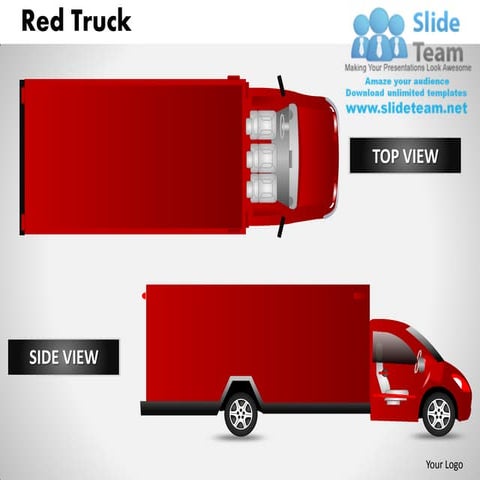 Red truck side view powerpoint presentation slides ppt templates