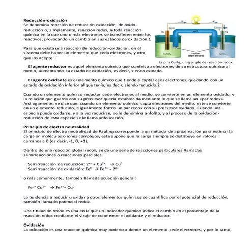 Reducción oxidación