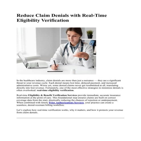 Reduce Claim Denials with Real-Time Eligibility Verification
