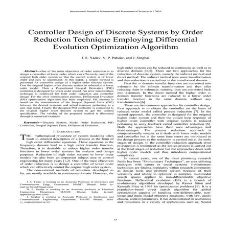 Reduced order in discrete domain
