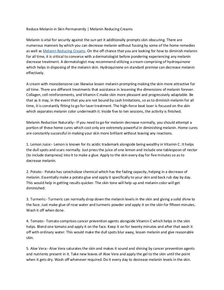 melanin decrease cream