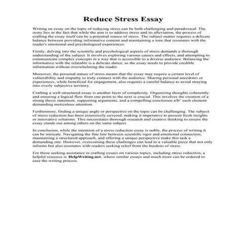 Reduce Stress Essay