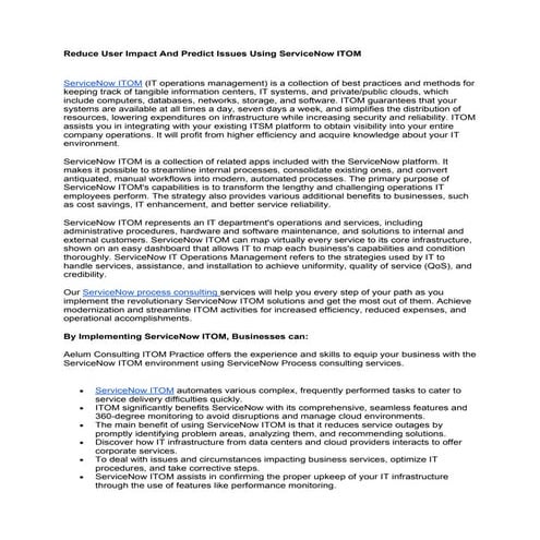 Reduce User Impact And Predict Issues Using ServiceNow ITOM.pdf