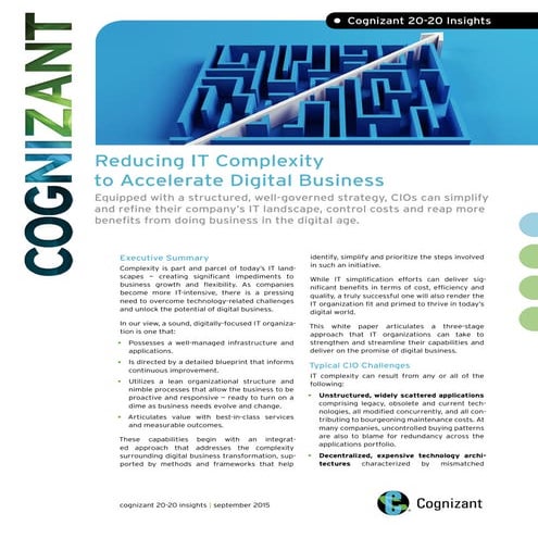 Reducing IT Complexity to Accelerate Digital Business