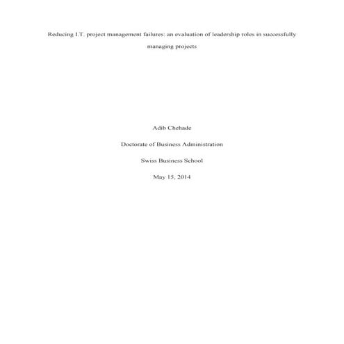 Reducing i.t. project management failures  adib chehade