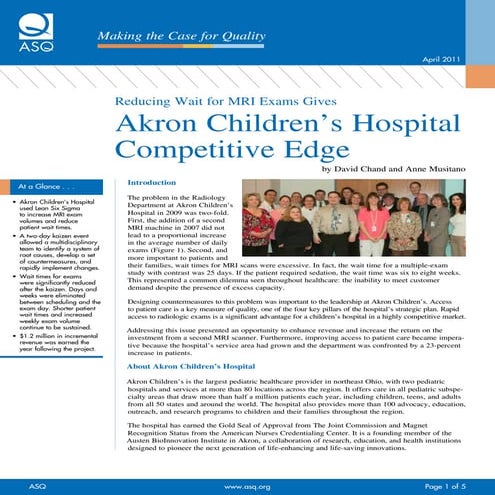 Reducing Wait For Mri Exams Gives Akron Childrens Hospital Competitive Edge