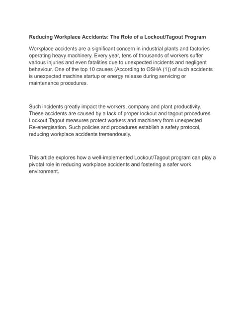 Understand Lockout Tagout (LOTO) Completely | PDF