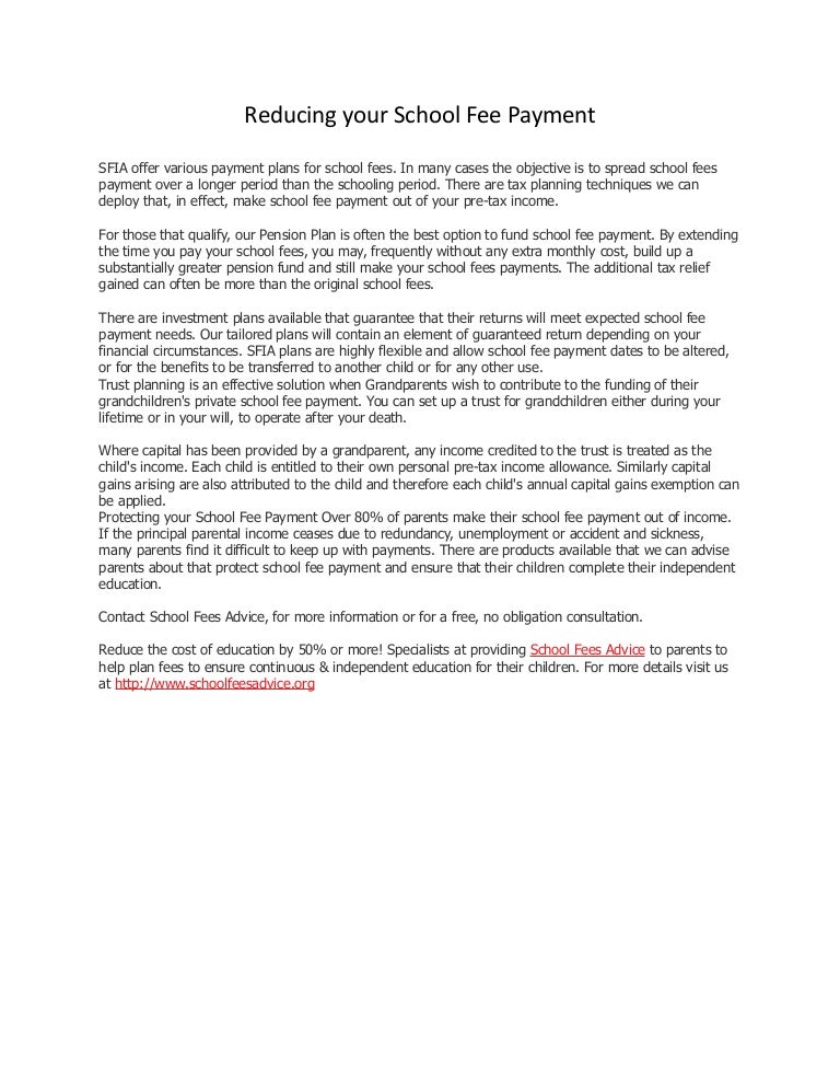 Reducing your school fee payment