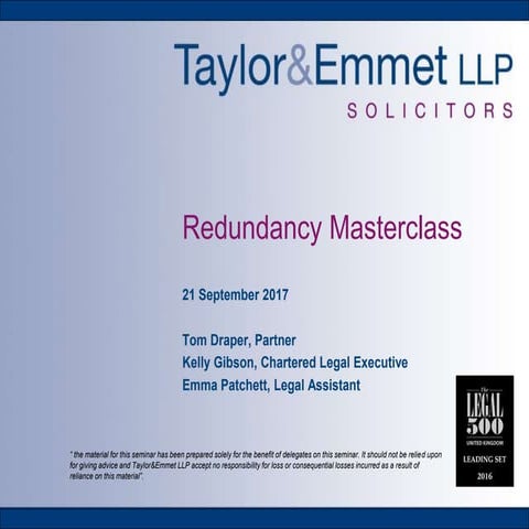 Redundancy Masterclass by Tom Draper