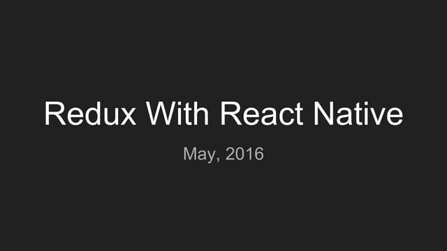Redux with React Native