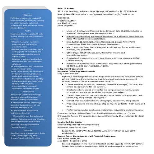 Reed G Porter resume 2 page 09-2010a