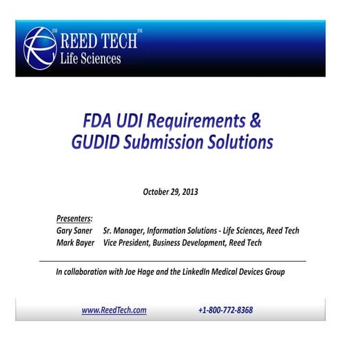 Unique Device Identification UDI Requirements and Timelines 