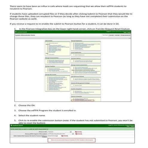 Resetting the submit to pearson button