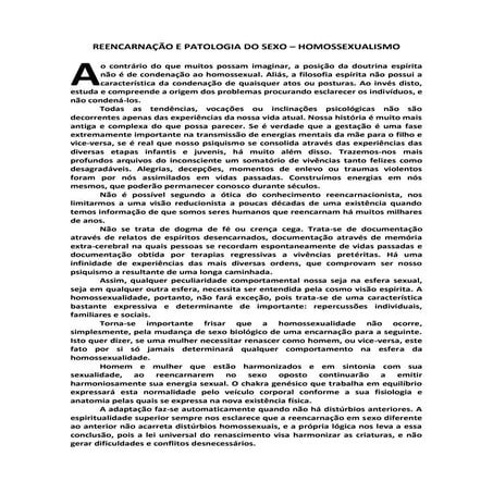 Reencarnação e Patologia do Sexo - Homossexualismo