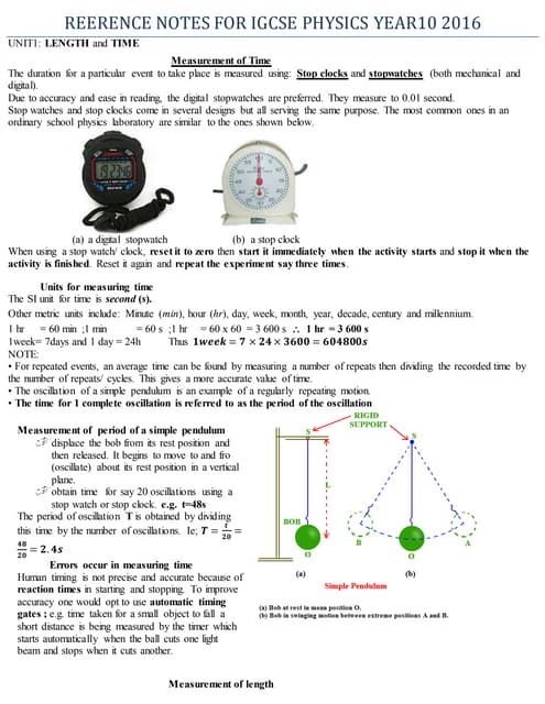 ICSE Class IX Physics Measurement of Length Volume Time and Mass ...