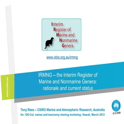 IRMNG presentation March 2012