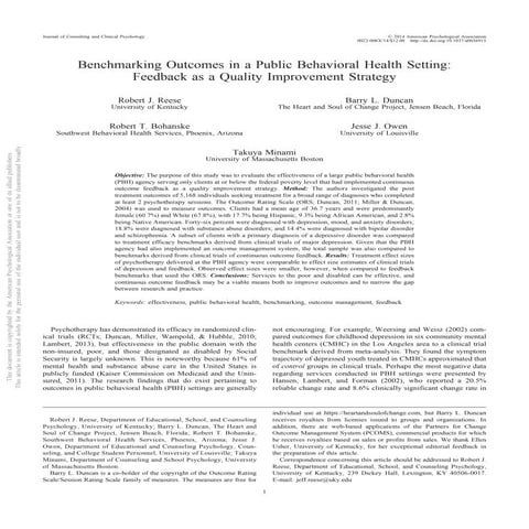 PCOMS: A Viable Quality Improvement Strategy for Public Behavioral Health