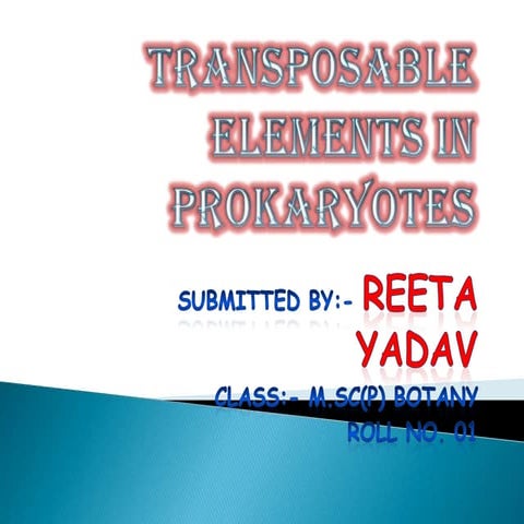 Reeta yadav. roll no. 01. transposable elements in prokaryotes