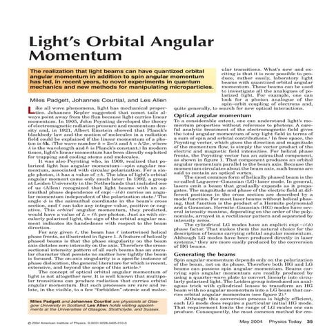 Light's  Orbital Angular momentum Momentum 