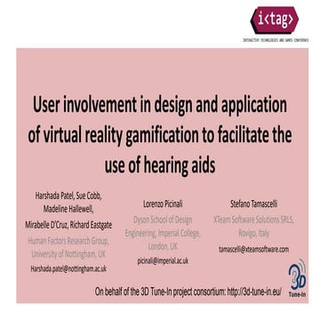 User involvement in design and application of virtual reality gamification to...