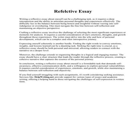 Self Reflection Essay Example | PDF