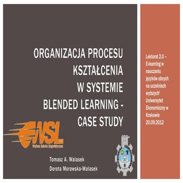 Organizacja procesu kształcenia w systemie blended learning -case study