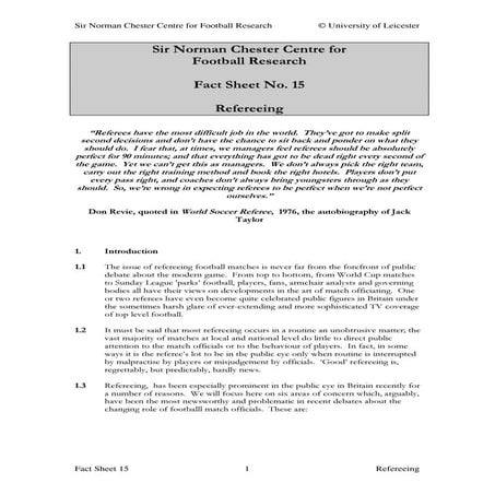 Refereeing fact sheet